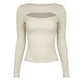 thumbnail image 3 of Women's T-Shirts Sexy Long Sleeve Navelless Half High Neck Solid Color Top for Stylish Everyday Wear, 3 of 7