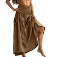 thumbnail image 2 of Abomasnow Women's Summer Boho Maxi Skirts Casual Elastic High Waist Tiered Long Skirts with Pockets Fashion A Line Flowy Vacation Beach Skirts, 2 of 9