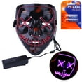 thumbnail image 2 of Gustave Halloween Light up Mask 4 Lighting Modes LED Glow Purge Mask with Battery for Adult Halloween Costume Festival Cosplay Masquerade Party, 2 of 6