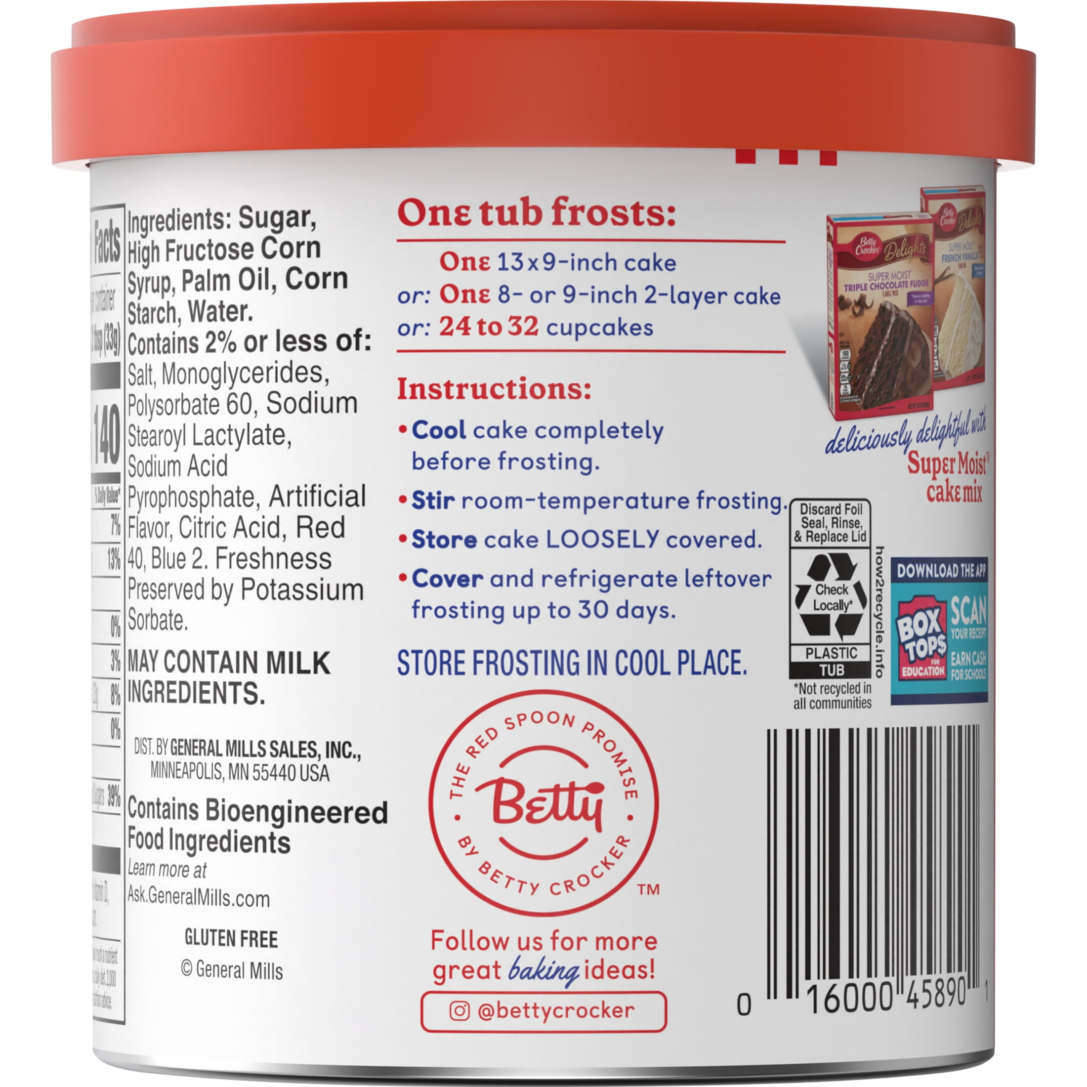 Betty Crocker Rich and Creamy Cherry Frosting, Gluten Free, 16 oz