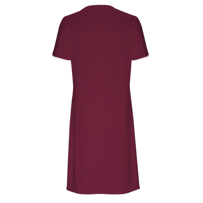 IROINNID Maxi Dress for Women Wedding Guest Birthday Dress V-Neck Printing  Summer Short Sleeve Dress Empire Dress,Burgundy