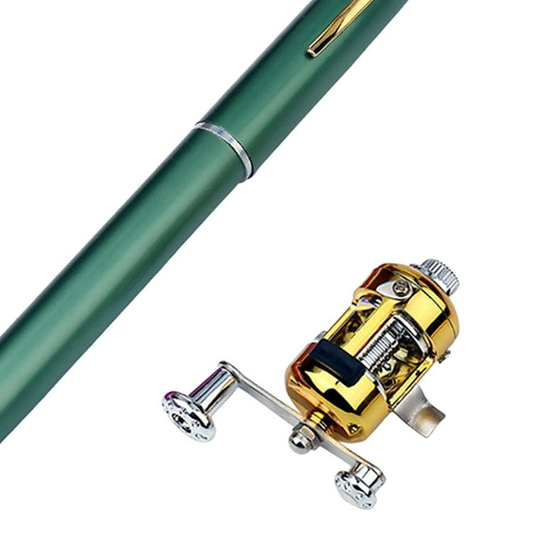 Telescopic Fishing Rod Pen Sized Mini Portable Pocket Pole Reel Aluminum  Alloy Green