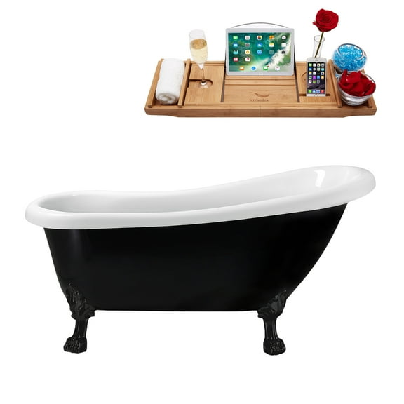 61" Streamline N481BL-IN-BL Clawfoot Tub and Tray With Internal Drain
