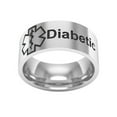thumbnail image 2 of 8mm Stainless Steel Medical Alert Diabetic Ring Diabetes Medical ID Band Ring for Men Women Grandpa,Grandma,Mom,Dad,Family Friend for Life Alert Sos Emergency Warning Silver,Size 6-12, 2 of 4
