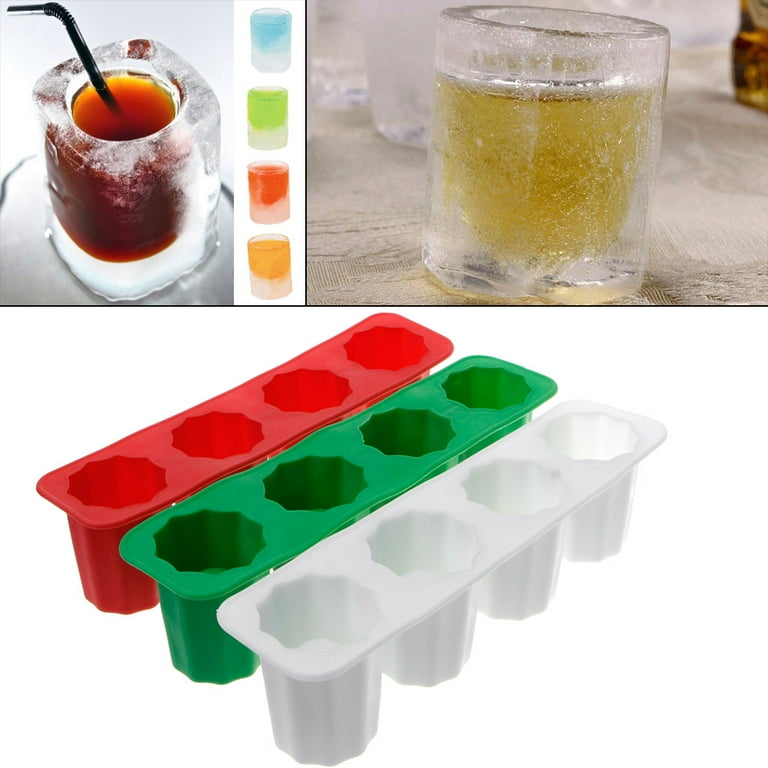 Yardwe Round Silicone Shot Glass Mold - 4-Cavity Ice Cube Mold For Shots, Jelly, Chocolate