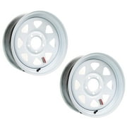 2-Pack eCustomrim Trailer Wheel White Rim 15 x 5 Spoke Style 5 Lug On 4.5 in.