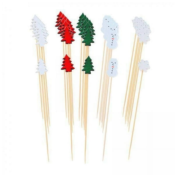 5 Palillos De Madera Para Aperitivos, Suministros Para Fiestas, Palillos De Frutas De 12 Cm Para Comida, Bastones De Postre, 100 Piezas Mixtas