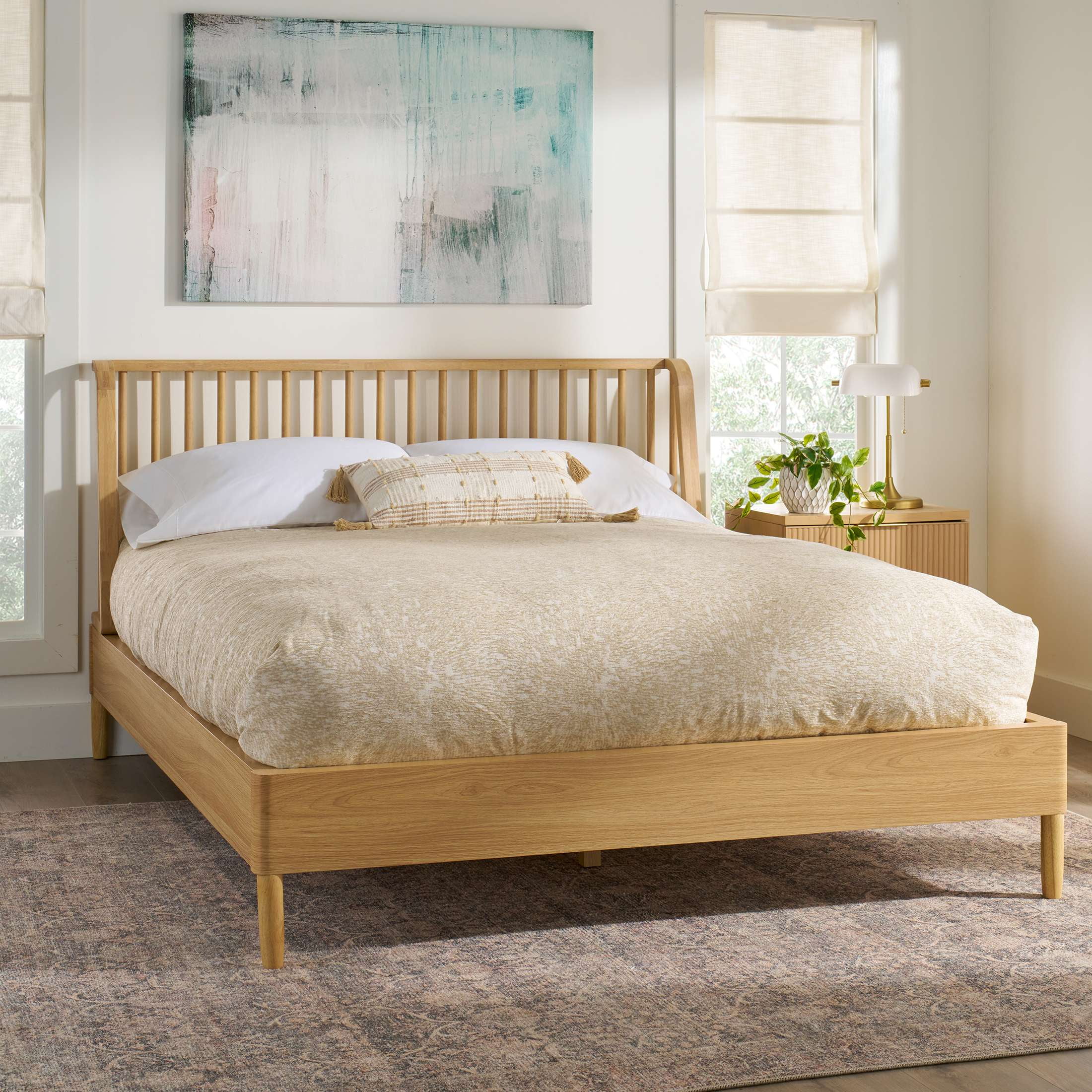 Better Homes & Gardens Lillian Spindle Bed, Queen, Natural Pine Finish