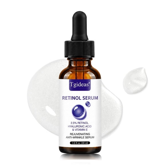 Tgideas Retinol Serum 2.5% – Face Serum with Hyaluronic Acid & Vitamin E – Hydrates, Supports Skin Renewal, Helps Reduce Appearance of Fine Lines – 1 fl oz