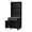 Black, variant on SESSLIFE Pantry Cabinet, 63" H Kitchen Pantry Storage Cabinet with 3 Open Shelves, Drawer & Adjustable Bottom Storage, Wood Kitchen Pantry Cabinet for Dining Room Living Room, Black