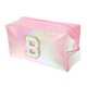 thumbnail image 1 of 1 Pc Bolsa Cosmética de Letras B para Mujeres, Duradera, para Vacaciones y Actividades al Aire Libre, de Cuero PU Rosa, 1 of 3