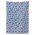 thumbnail image 3 of Ambesonne Retro Tablecloth Rectangular Table Cover, Pink Heart on Polka Dots, 52"x70", Hot Pink and Turquoise, 3 of 4