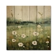 thumbnail image 3 of Designart "Meadow Minimalist Pastoral painting" Floral Print on Natural Pine Wood, 3 of 5
