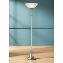 Possini Euro Design Burbank Modern 70" Tall Standing Floor Lamp Torchiere Foot Dimmer Switch Silver Metal Brushed Nickel Finish
