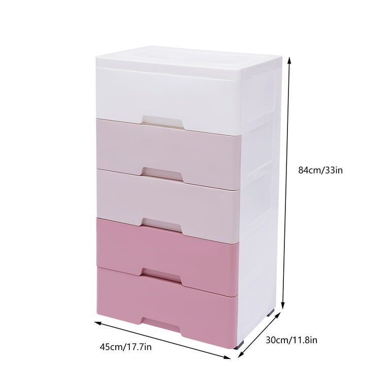 YIYIBYUS 5-Drawer Plastic Storage Cabinet, Pink, Suitable