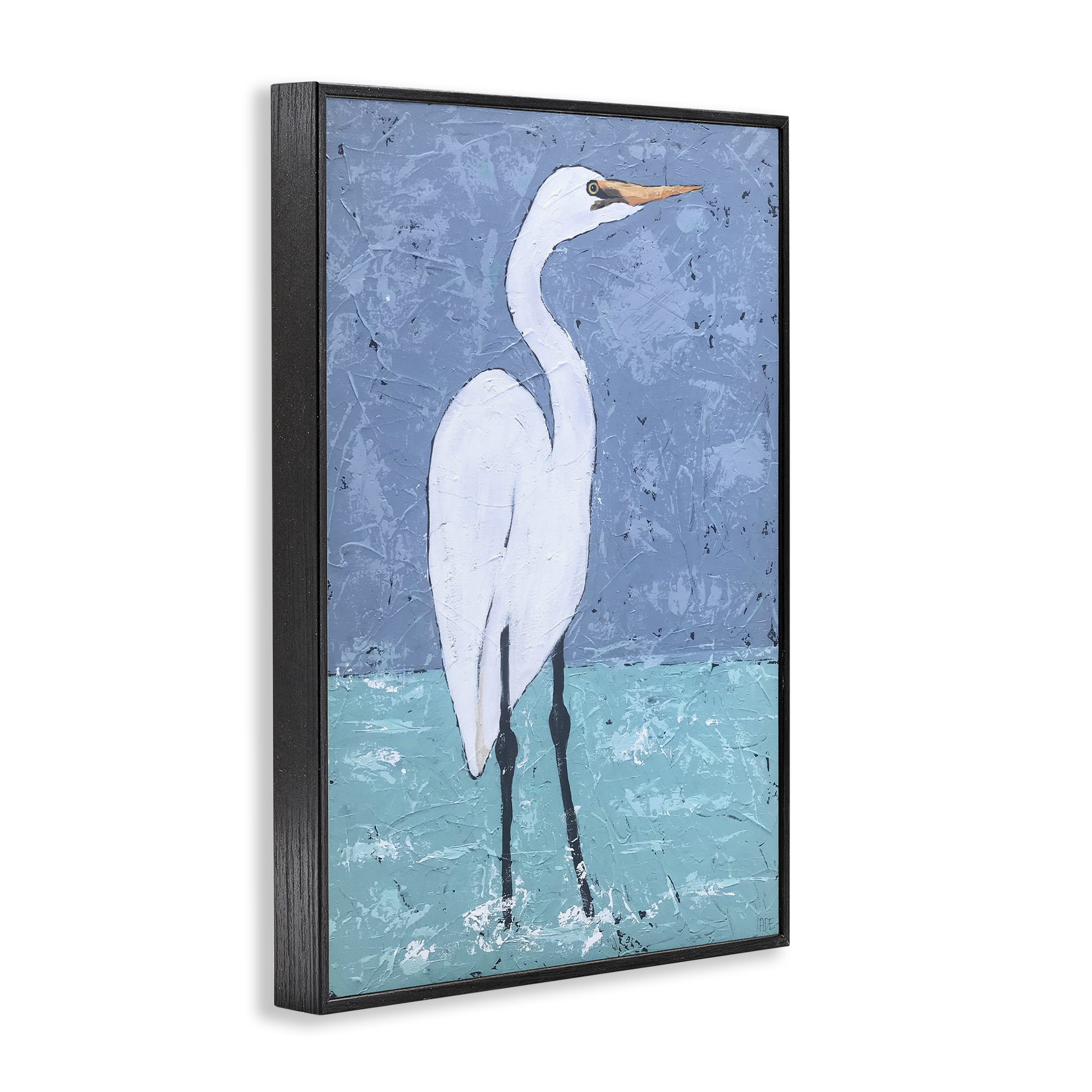 Stupell Industries Sea Heron Standing Animals & Insects Painting Black Framed Art Print Wall Art, 16 x 24