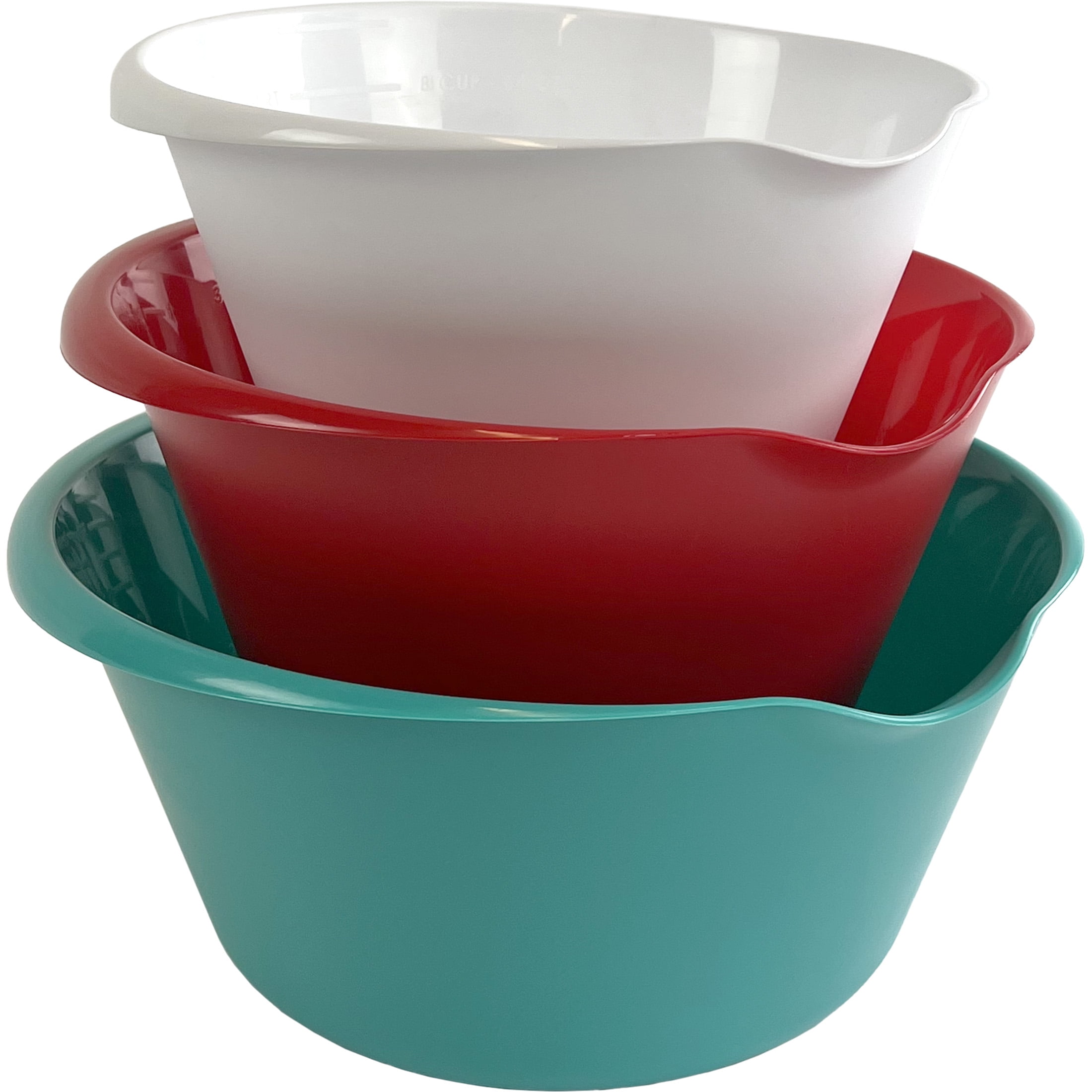 Mainstays 3-Piece Melamine Round Batter Bowl Set, Teal 