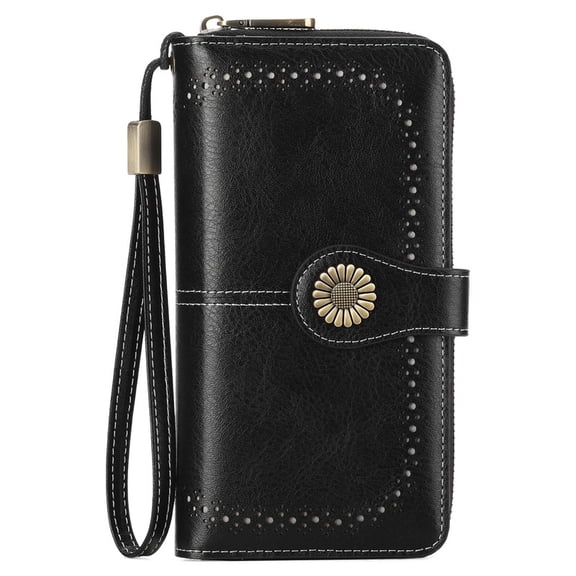 FALAN MULE Wallet for Women RFID Blocking Leather Clutch Long Purse Large Capacity Credit Card Holder Wristlet