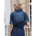 thumbnail image 3 of DARING DIVA Women's Rolled Sleeve Button Down Crop Jean Jacket XS Deep Blue, 3 of 6
