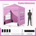 thumbnail image 2 of Costway 6.5 x 6.5 FT Pop up Canopy Tent with 4 Sidewalls, Wheeled Bag, 4 Sandbags, 8 Stakes Pink, 2 of 10