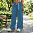thumbnail image 5 of Zpanxa Wide Leg Sweatpants Women, Drawstring Elastic Waist, Loose Fit Solid Color Casual Lounge Athletic Bottoms, 5 of 7