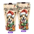 thumbnail image 2 of Merry Christmas Santa Corgi Scarf Twinkling Lights Xmas Holiday 30oz Stainless Steel Tumbler Insulated Cup with Lid Welsh Corgi Dog Lover Gifts Idea - 00022, 2 of 5
