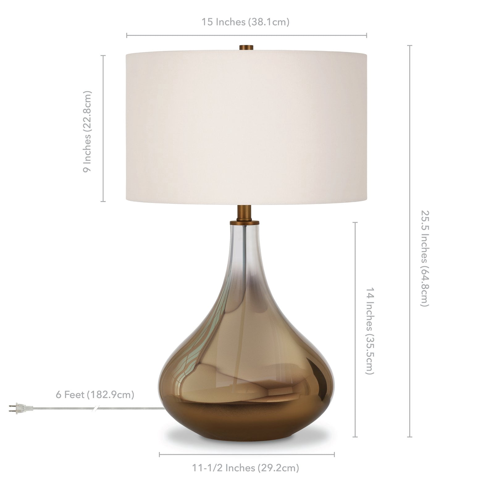 Evelyn&Zoe 25" Traditional Glass Table Lamp with White Drum Linen Shade