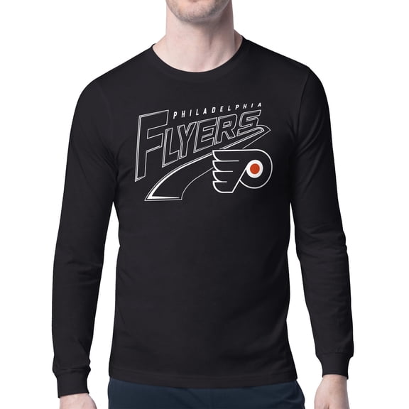 Men's Starter Black Philadelphia Flyers Modern Tailsweep Long Sleeve T-Shirt