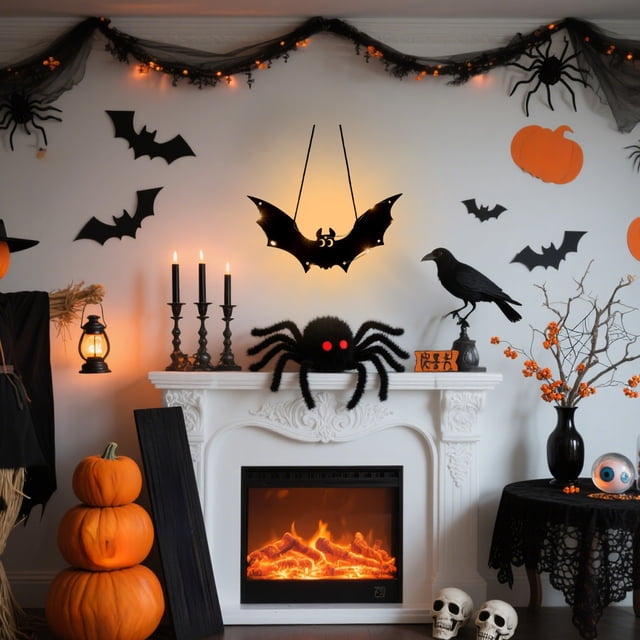 Colgantes no tejidos, adornos navideños, colgantes de Halloween, colgantes pequeños, diseño de escenas de eventos, decoraciones de Halloween, accesorios de cadena de luces, adornos colgantes para puer
