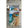thumbnail image 3 of Ambesonne Landscape Quilted Bedspread Set 2 Pcs, Summer Beach Spain, Twin Size, Blue Brown, 3 of 3