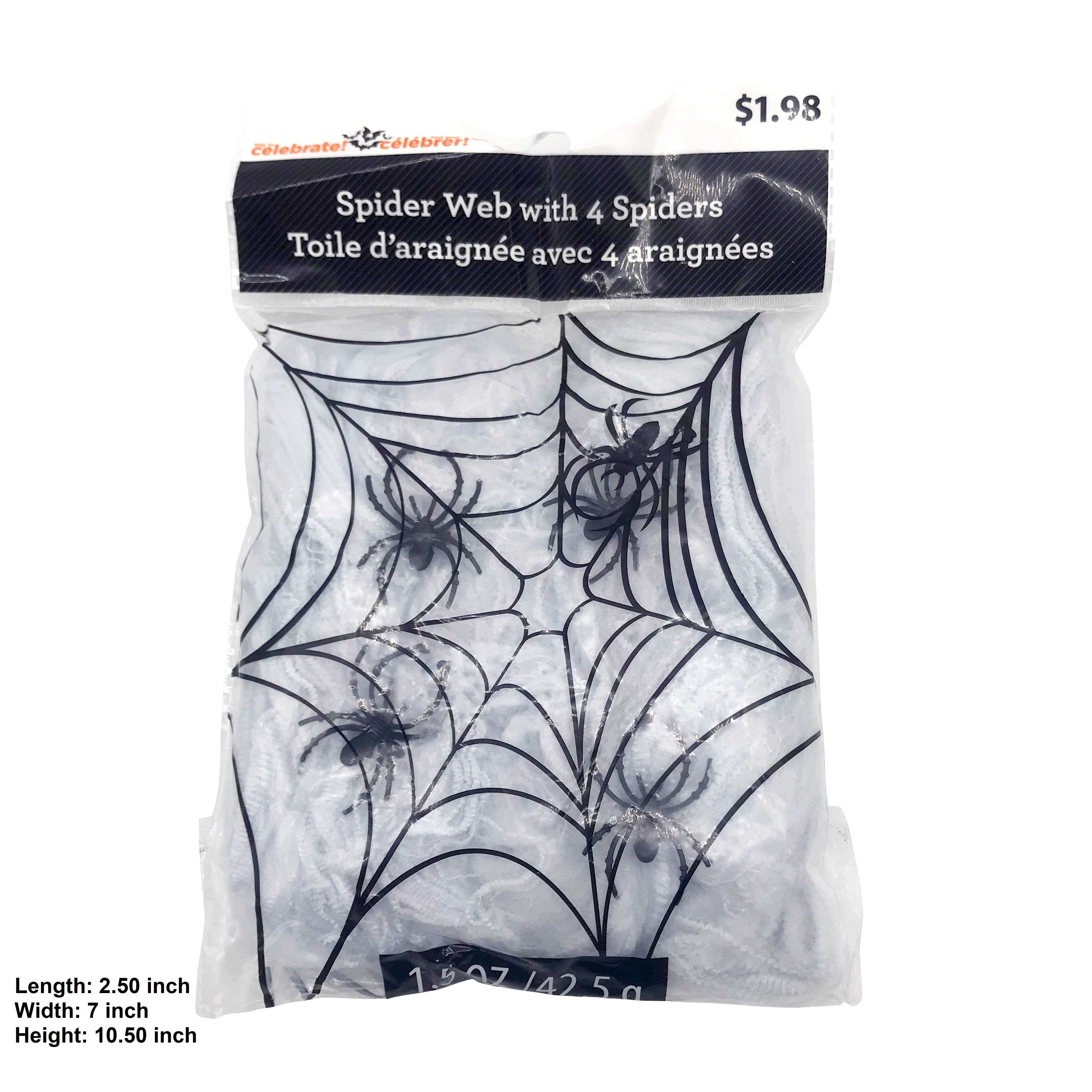 Way to Celebrate 1.5 oz White Spider Web with 6 Black Spiders