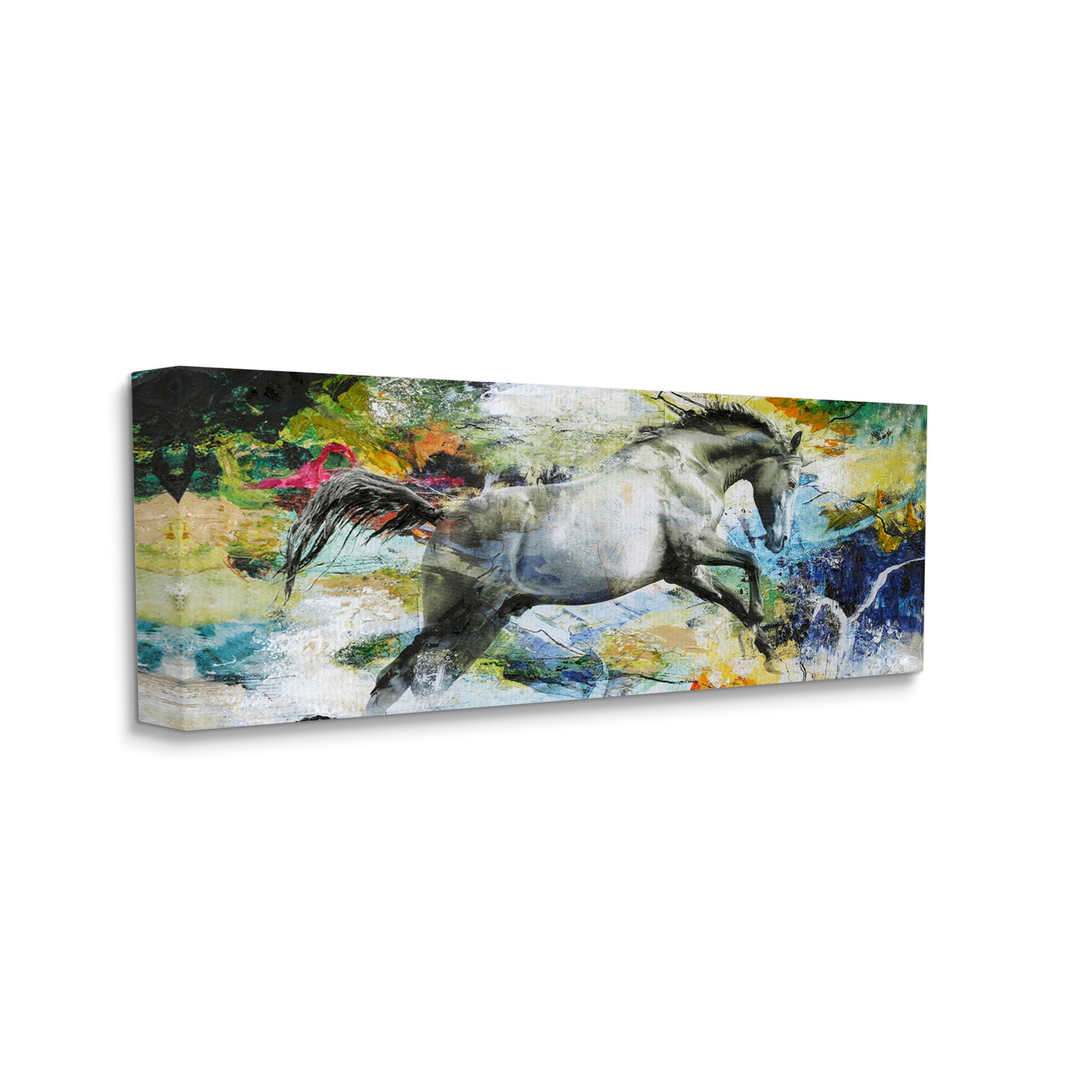 Stupell Industries Galloping Horse Modern Splatter Animals & Insects Painting Gallery Wrapped Canvas Print Wall Art, 48 x 20