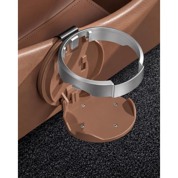 Multifunctional Foldable Car Door Cup Holder Extra Clip on Storage Rack | Automotive Essentials for Large Diameter Water Bottle 2-in-1 Shockproof Vehicles Drink & Phone Mount Space-Saving(Brown)