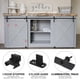 thumbnail image 4 of Kit de hardware para puerta de granero deslizante mini de 5 pies para 2 puertas de closet, riel plano con rodillo en forma de J, para armarios, vestidores y soportes de TV, 4 of 6
