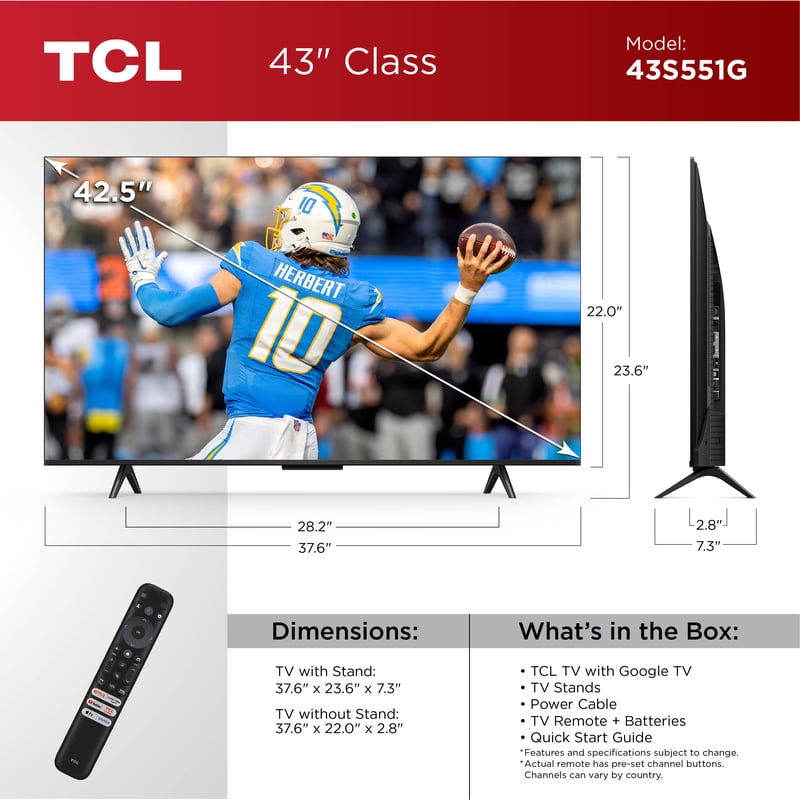 TCL 43” Class S5 (43S551G) 4K UHD HDR LED Smart TV with Google TV (NEW 2024) gallery view