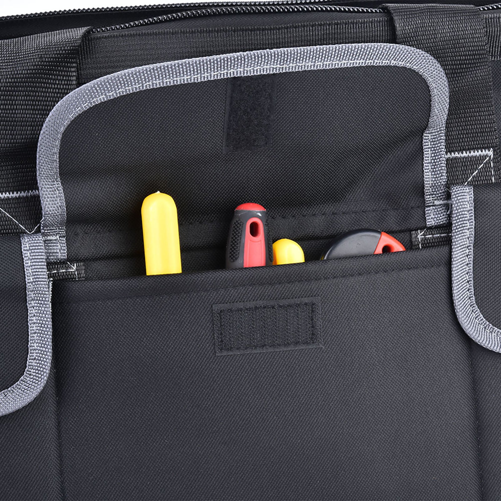 19in Oxford Cloth Tool Bag Gray Wear Resistant Hardware Storage Case with Shoulder Strap,Black
