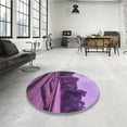 thumbnail image 3 of Ahgly Company Indoor Round Patterned Heliotrope Purple Area Rugs, 5' Round, 3 of 6