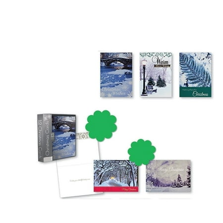 Christmas Cards Box Set Christmas Holiday Boxed Cards Potographic Landscapes Xmas Box Set Assorted with 5 Different Beautiful Snowy Landscapes Cards with Sentiment Inside 12 Count ()