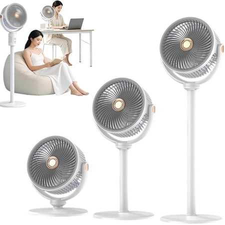 Retractable & Cordless Fan With Remote Control, 5 Speeds Foldable Oscillating Pedestal Standing Floor Fan & Desk Fan, Usb Battery For Home Outdoor(White No Head-shaking version)