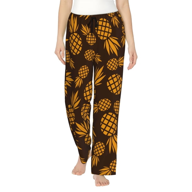 Fotbe Colorful Pineapple Pantalones de Pijama para Mujer, Pantalones de Dormir, Pantalones Pj con Cordón y Bolsillos-3X-Large