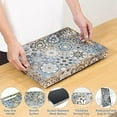 thumbnail image 3 of 2 Pcs Serving Tray with Handles Bohemian Decorative Tray Large Ottoman Trays for Living Room Blue Coffee Table Trays for Breakfast, 3 of 7