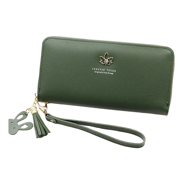 Qarigey Cartera de cuero PU duradera para diario y tarjetero de larga duración, cartera para mujer Carteras verde