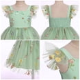 thumbnail image 6 of IBTOM CASTLE Toddler Flower Girl Dress, Flutter Sleeve Floral Embroidery Smocked Tulle Tutu Princess Dresses for Birthday Wedding 渐变蓝色, 6 of 7