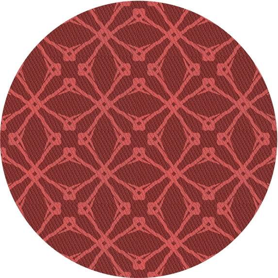 Ahgly Company Indoor Round Patterned Tomato Sauce Red Area Rugs, 7' Round