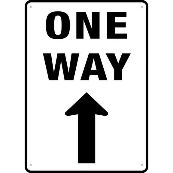 One Way Straight Arrow 12 X 8 Inch Metal Sign, Rustproof Aluminum, Multicolor