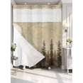 thumbnail image 4 of Brown Forest No Hook Shower Curtain Waterproof, Bathroom Curtains with Snap in Liners and See Through Top Window, Vintage Tree Farmhouse Botanical Hotel Style Bathtub Curtains Shower 72"Wx72"L, 4 of 8