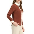 thumbnail image 4 of INSPIRE CHIC Women's Color Block Button Down Long Sleeve Work Shirt M Brown, 4 of 7