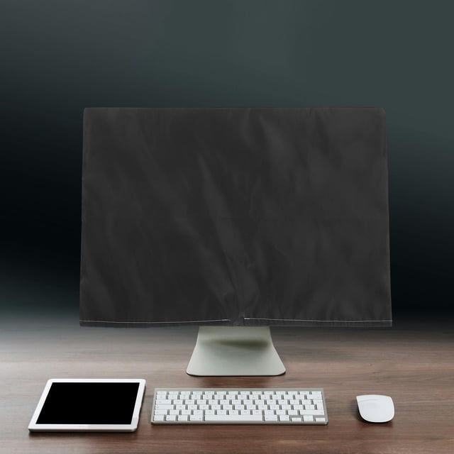 TEHAUX Monitor Protective Cover Black Lightweight Oxford Cloth Case for Computer Screen Dust Prevention