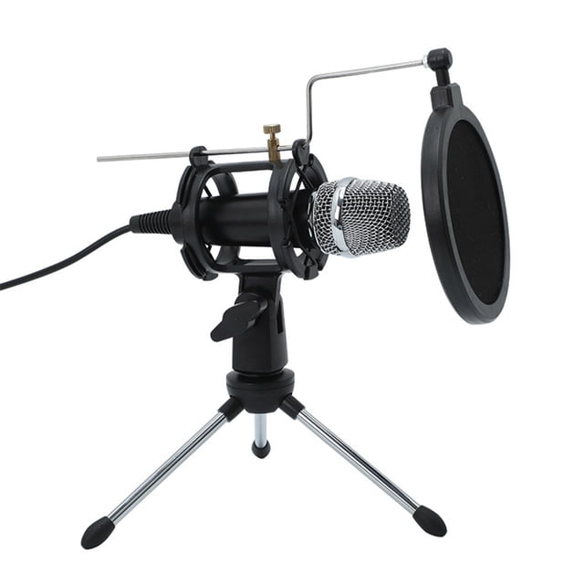 Micrófono Irfora Mini micrófono de condensador Micrófono de PC 3.5 mm Plug and Play Home Studio Podcast Micrófonos de grabación de voz con soporte de micrófono mini Filtro acústico de doble capa para Irfora Micrófono