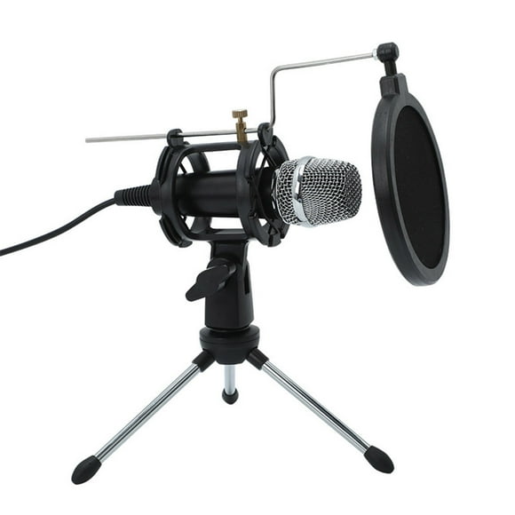 Amdohai Mini Condenser Microphone PC Microphone 3.5mm Plug and Play Home Studio Podcast Vocal Recording Microphones with Mini MIC Stand Dual-layer Acousticfilter for Phone Laptop PC Tablet
